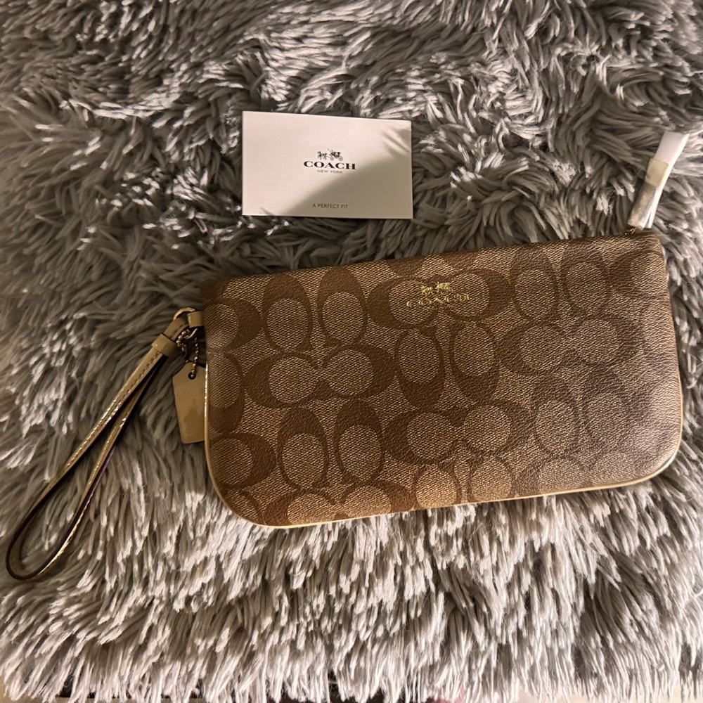 Coach Brown Signature Wristlet - Picture 3 of 5
